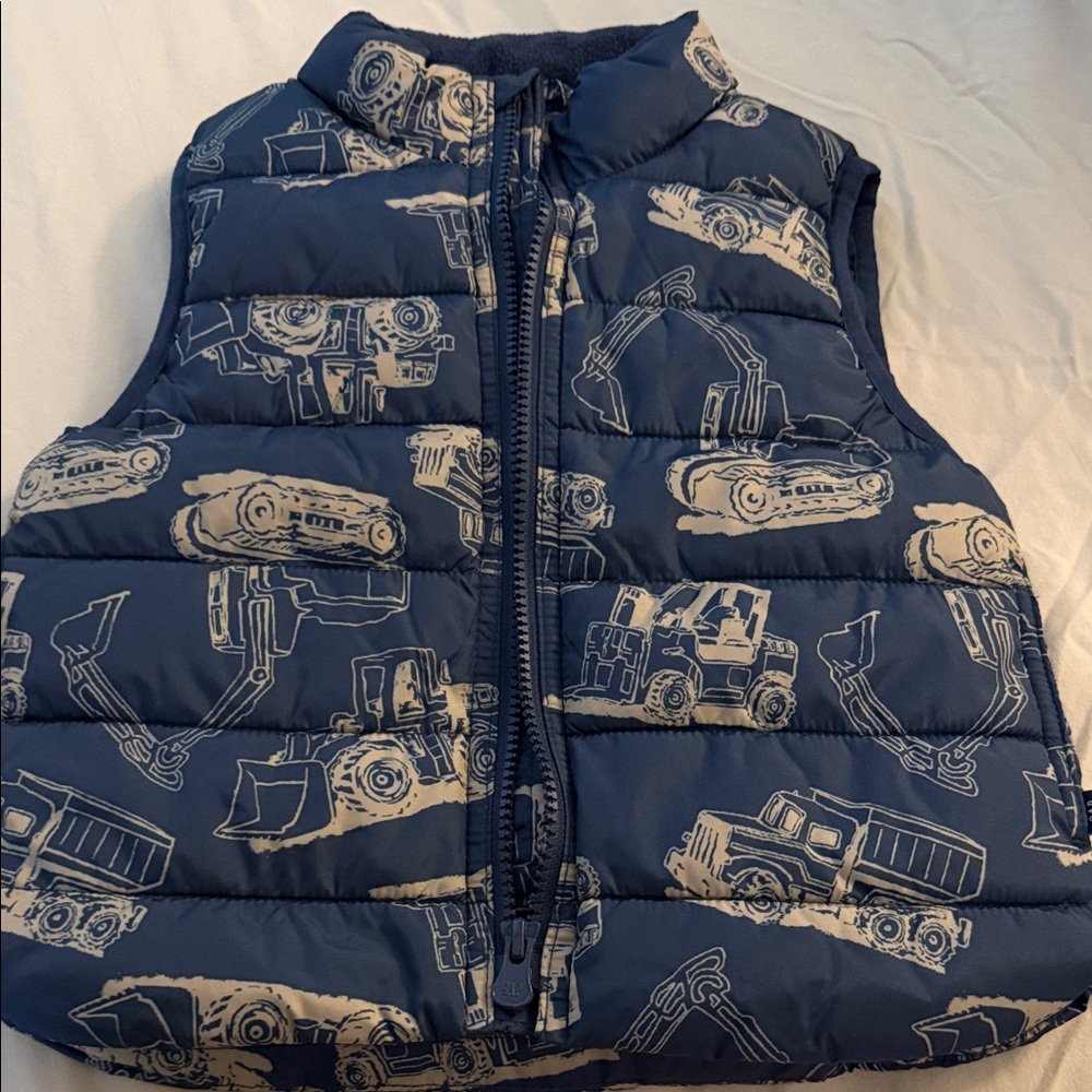 GAP Kids Blue Vest with Construction Print